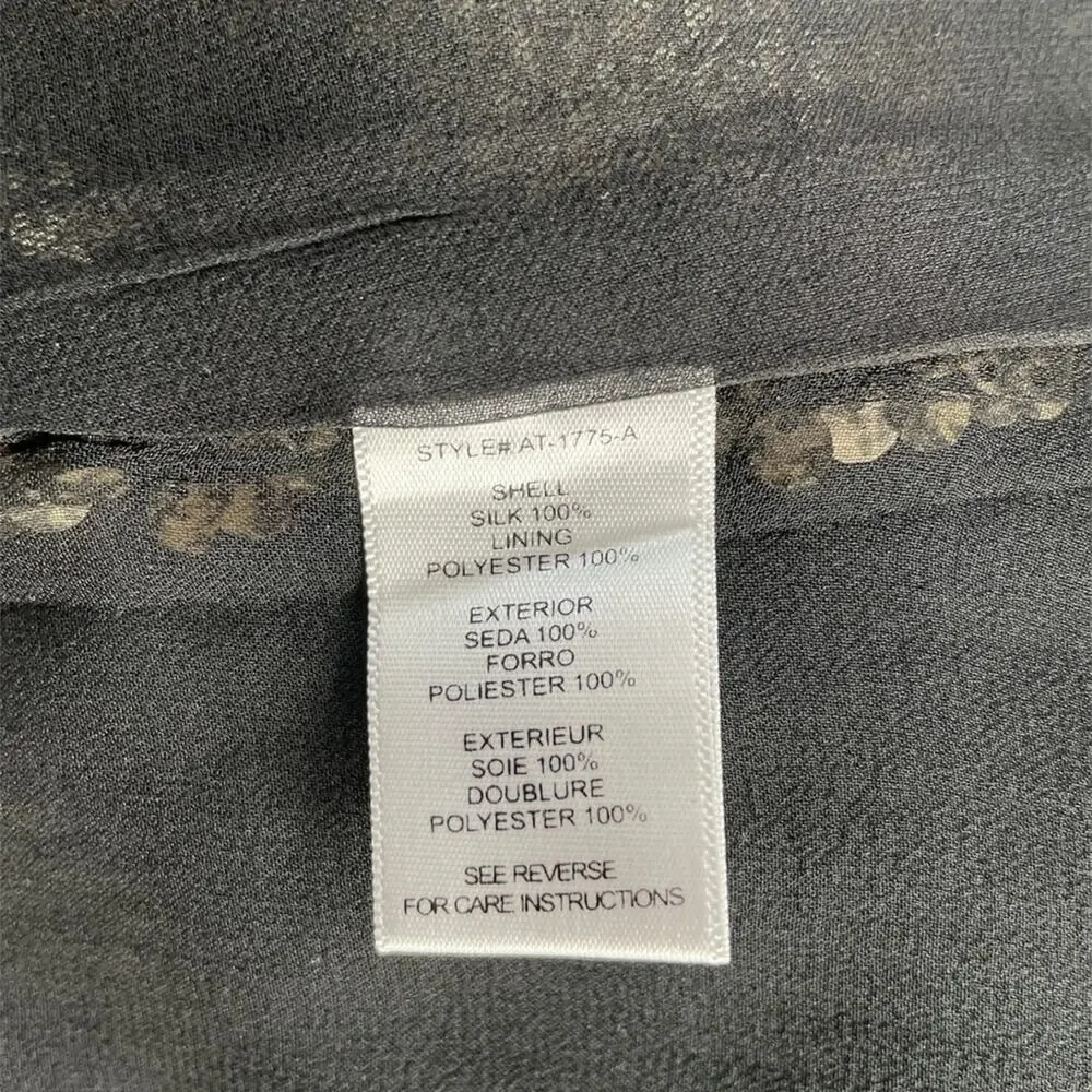 Aryn K. Silk Long Sleeve Sheer Black Blouse with Gold Sequins Size M - Picture 6 of 9